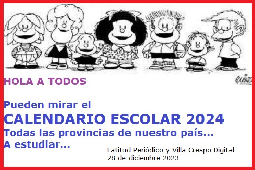 MAFALDA Y SUS AMIGOS CALENDARIO ESCOLAR 2024